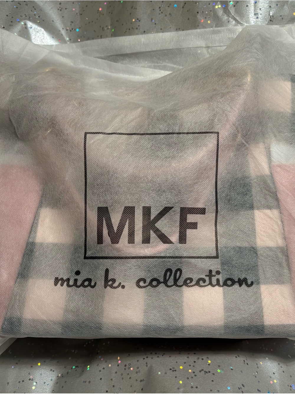 MKF by Mia K. 2pc Collection -Pink & Gray Plaid Tote and wallet - Picture 2 of 4